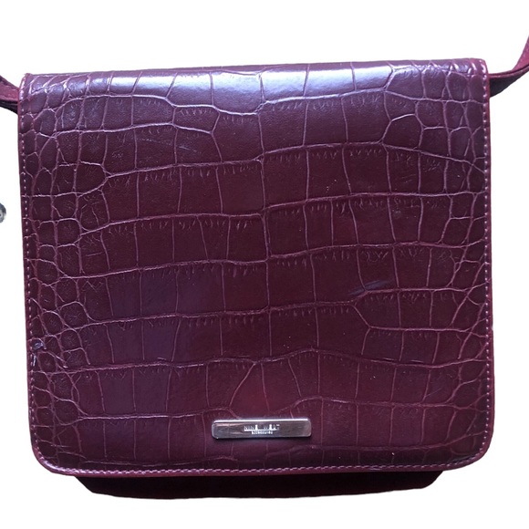 Nine West Women’s Crossbody Shoulder Purse Handbag Burgundy Faux Reptile - Picture 5 of 12